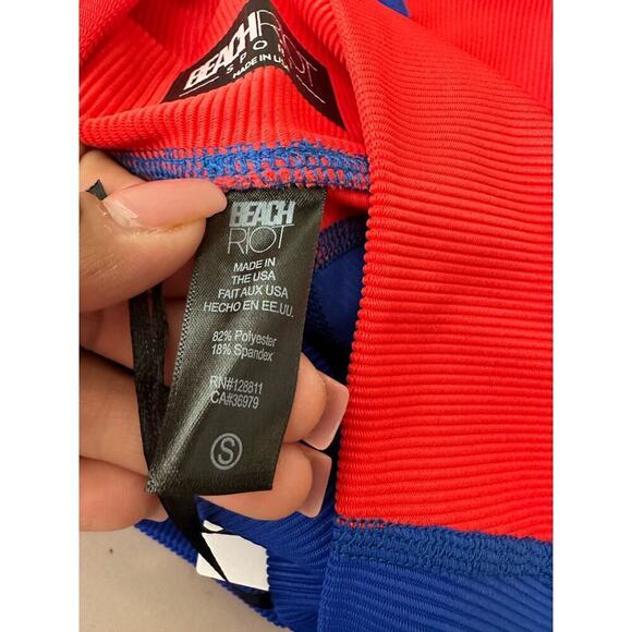 NWT Beach Riot Womens American Colorblock High Rise Bike Short Size Small - Picture 6 of 6